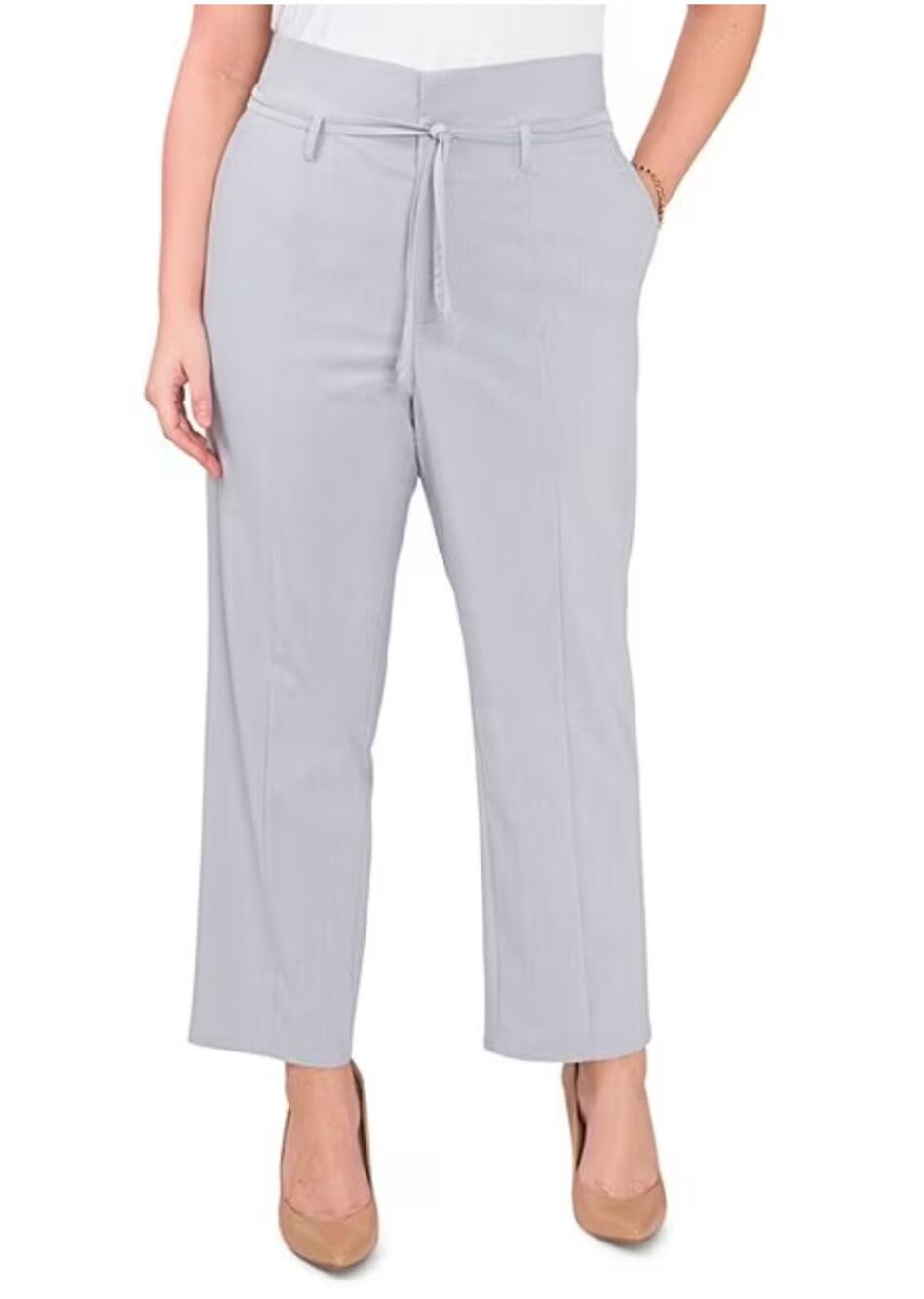 1.State Womens Tie Waist Pants 28W Light Blue Straight Leg NWOT